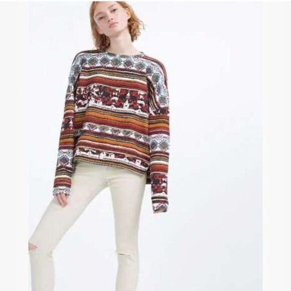 ZARA FLORAL AZTEC PRINTED SWEATSHIRT SWEATER - Picture 3 of 7